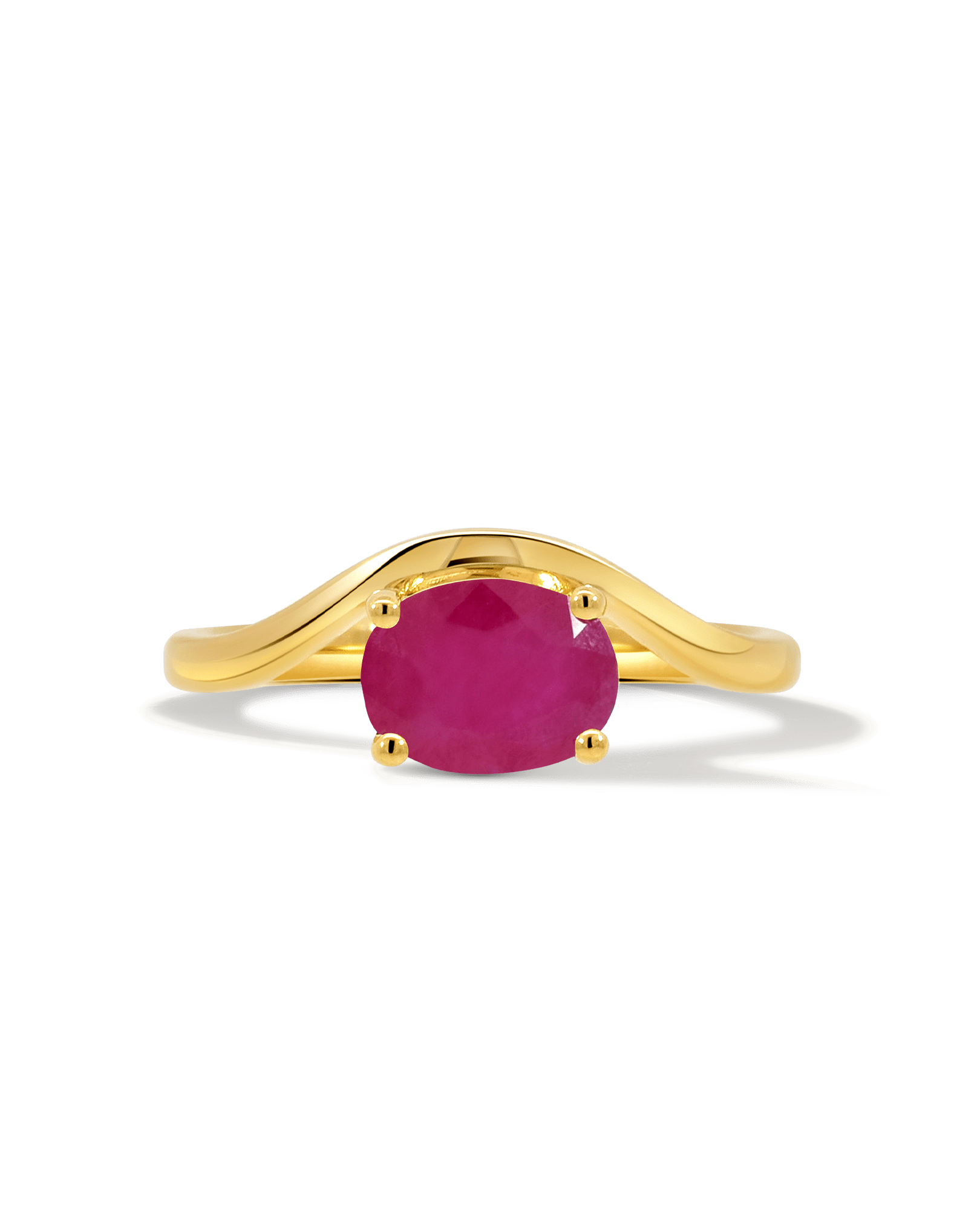 Solitaire Chevron Ruby Ring | 14kt Yellow Gold