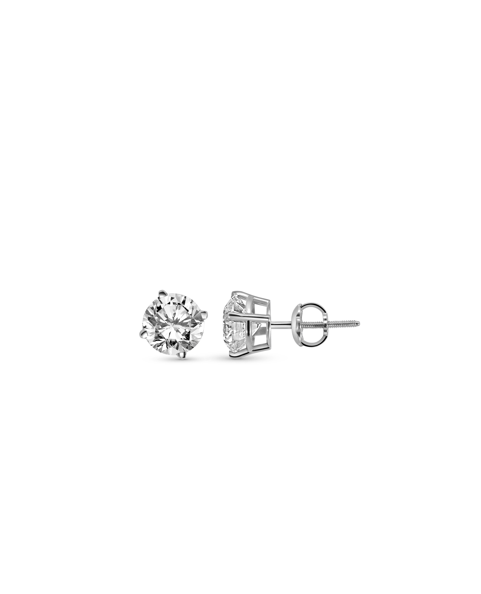 Solitaire Earrings 2.00 Carat TW Lab-grown Diamonds | 14kt White Gold