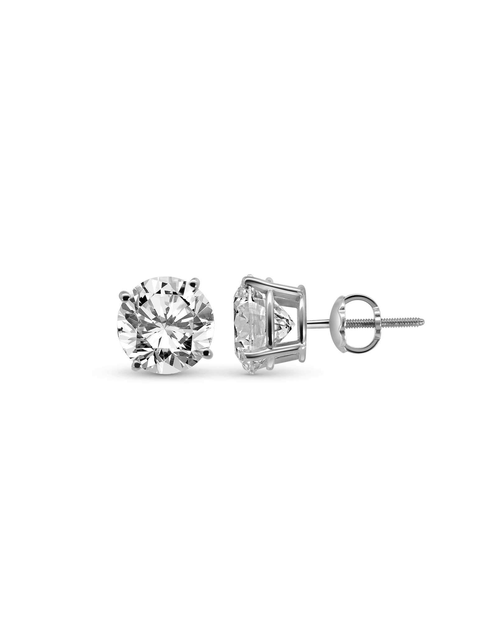 Solitaire Earrings 4.00 Carat TW Lab-grown Diamonds | 14kt White Gold