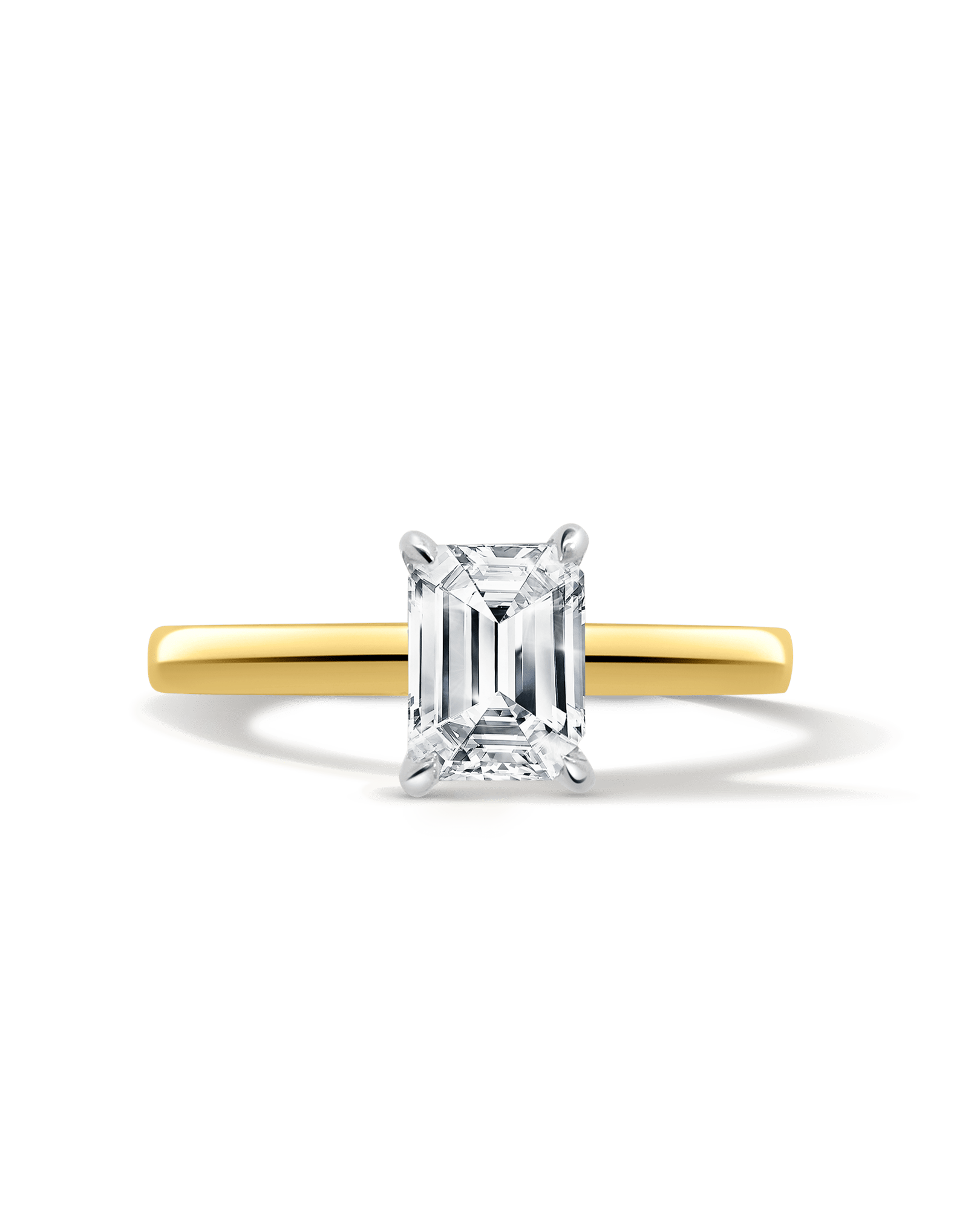 Solitaire Engagement Ring 1.33 Carat TW Lab-grown Emerald Cut Diamond | 14kt Yellow Gold