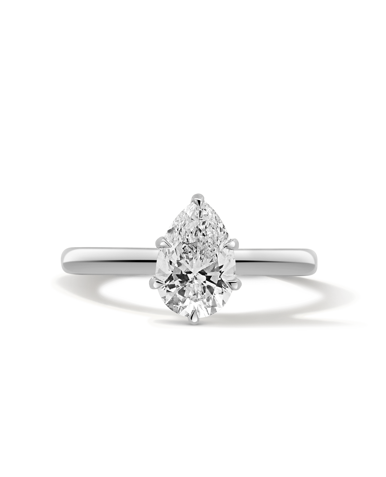 Solitaire Engagement Ring 1.33 Carat TW Lab-grown Pear Shaped Diamond | 14kt White Gold
