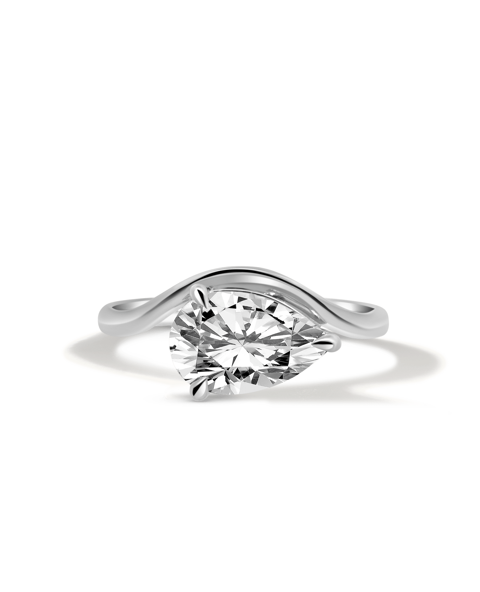 Solitaire Engagement Ring 2.00 Carat Lab-grown Pear Shaped Diamond | 14kt White Gold