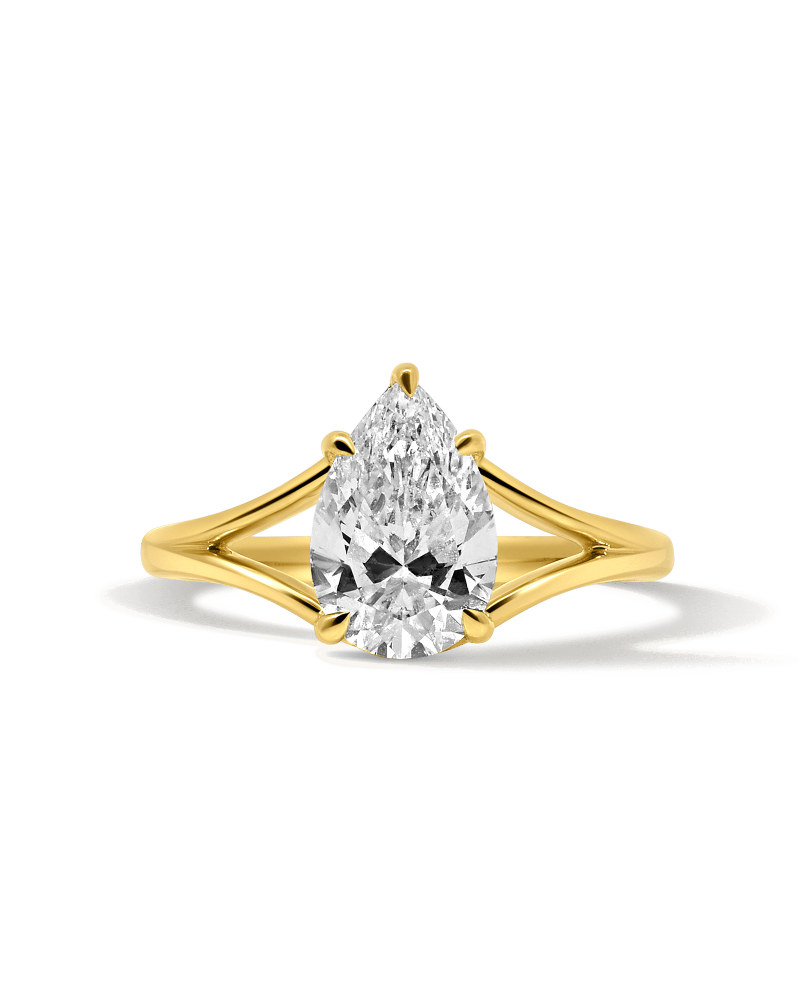 Solitaire Engagement Ring 2.00 Carat Lab-grown Pear Shaped Diamond | 14kt Yellow Gold