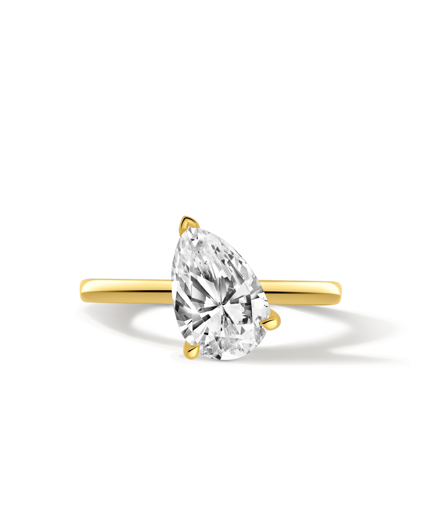Solitaire Engagement Ring 2.03 Carat Lab-grown Pear Shape Diamond | 14kt Yellow Gold