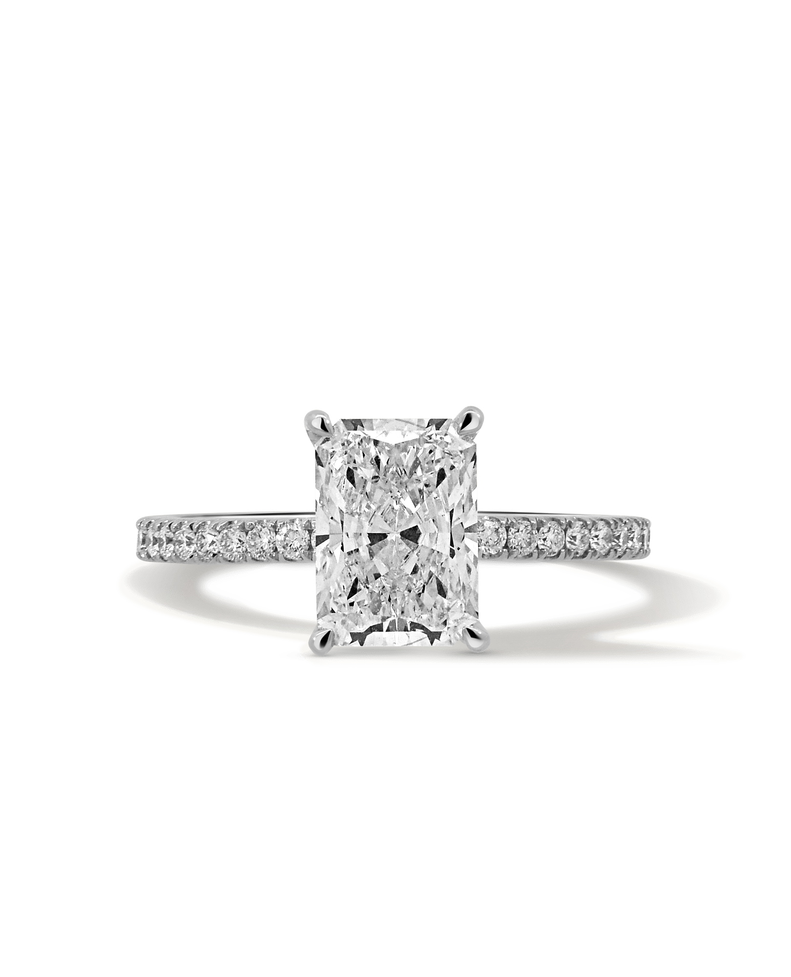 Solitaire Engagement Ring 2.46 Carat TW Lab-grown Elongated Radiant Diamond | 14kt White Gold