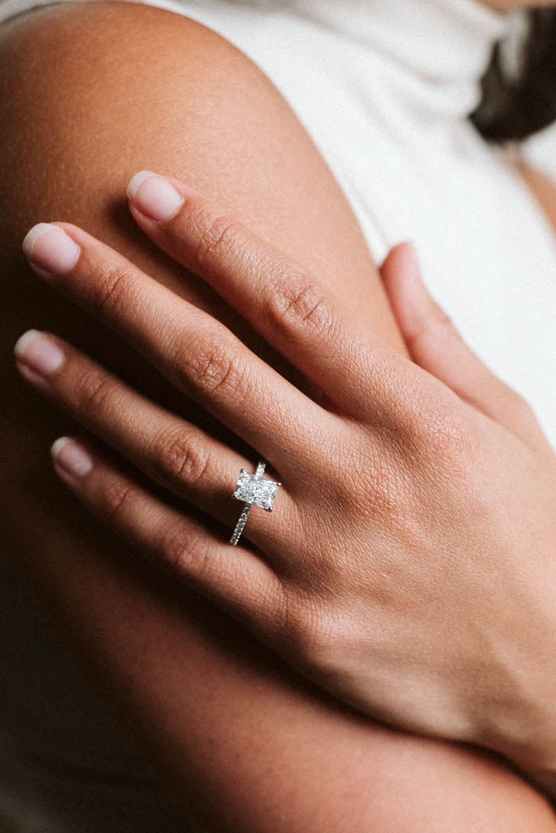 Solitaire Engagement Ring 2.46 Carat TW Lab-grown Elongated Radiant Diamond | 14kt White Gold