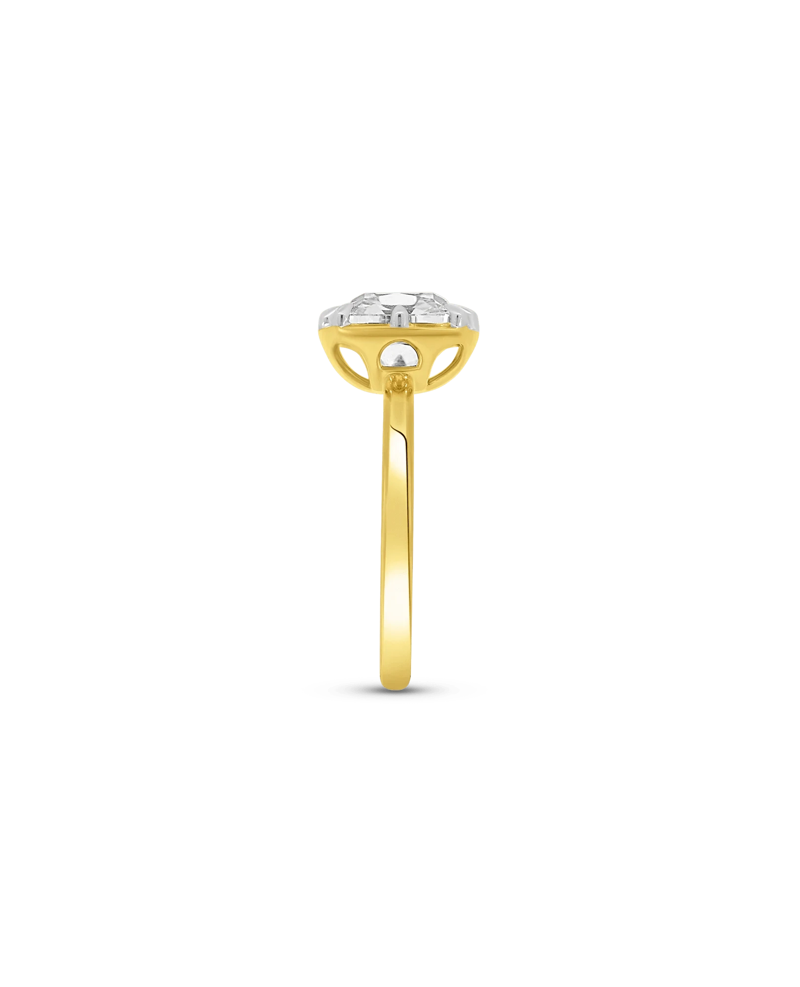 Solitaire Engagement Ring 3.00 Carat Lab-grown Old Mine Cushion Cut Diamond | 14kt Yellow & White Gold