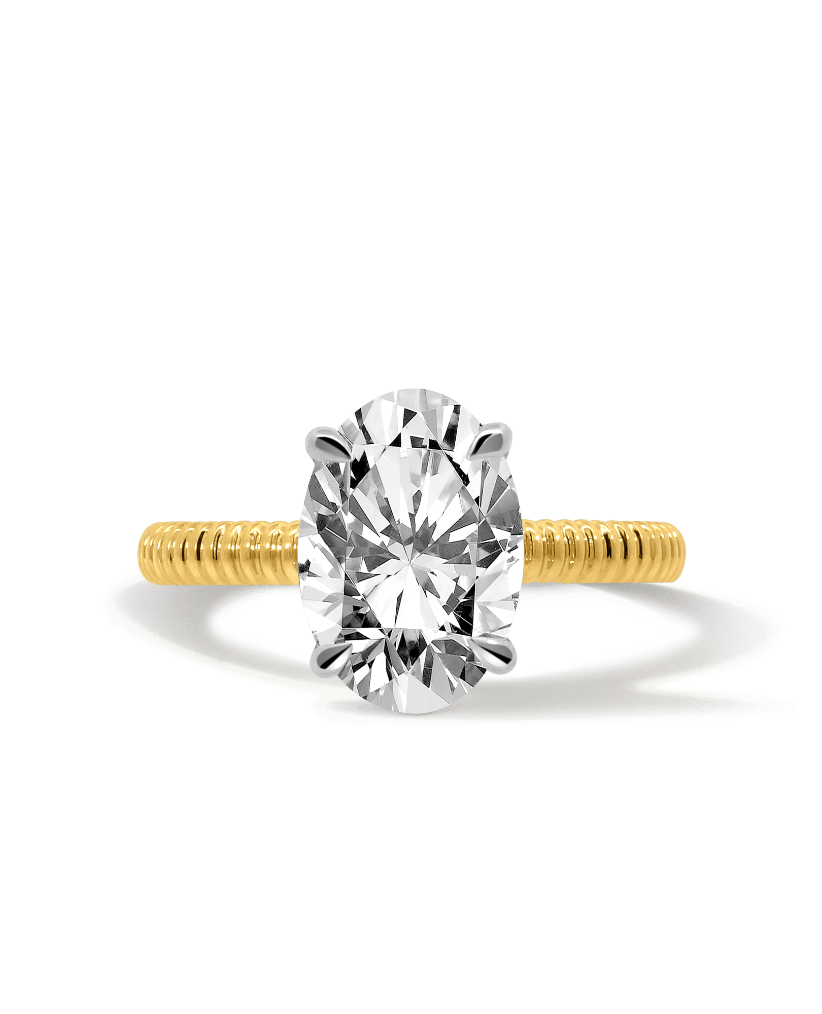 Solitaire Engagement Ring 3.00 Carat Lab-grown Oval Diamond | 14kt Yellow Gold