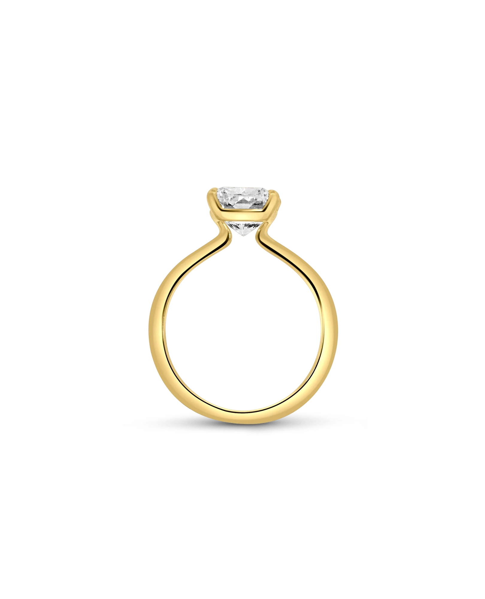 Solitaire Engagement Ring 3.02 Carat Lab-grown Cushion Diamond | 14kt Yellow Gold