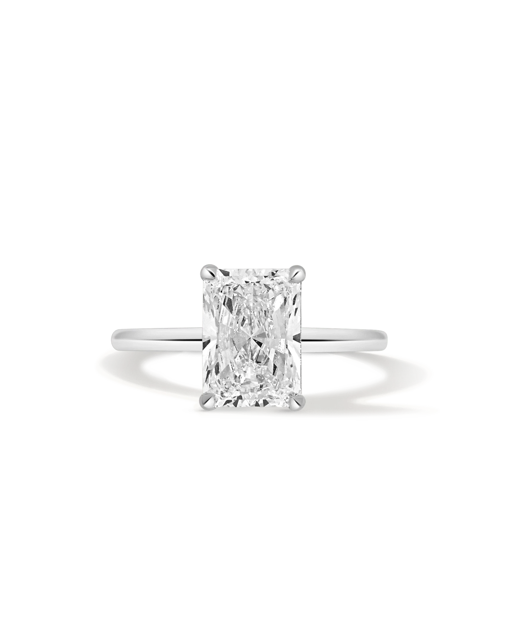 Solitaire Engagement Ring 3.08 Carat Lab-grown Radiant Diamond | 14kt White Gold