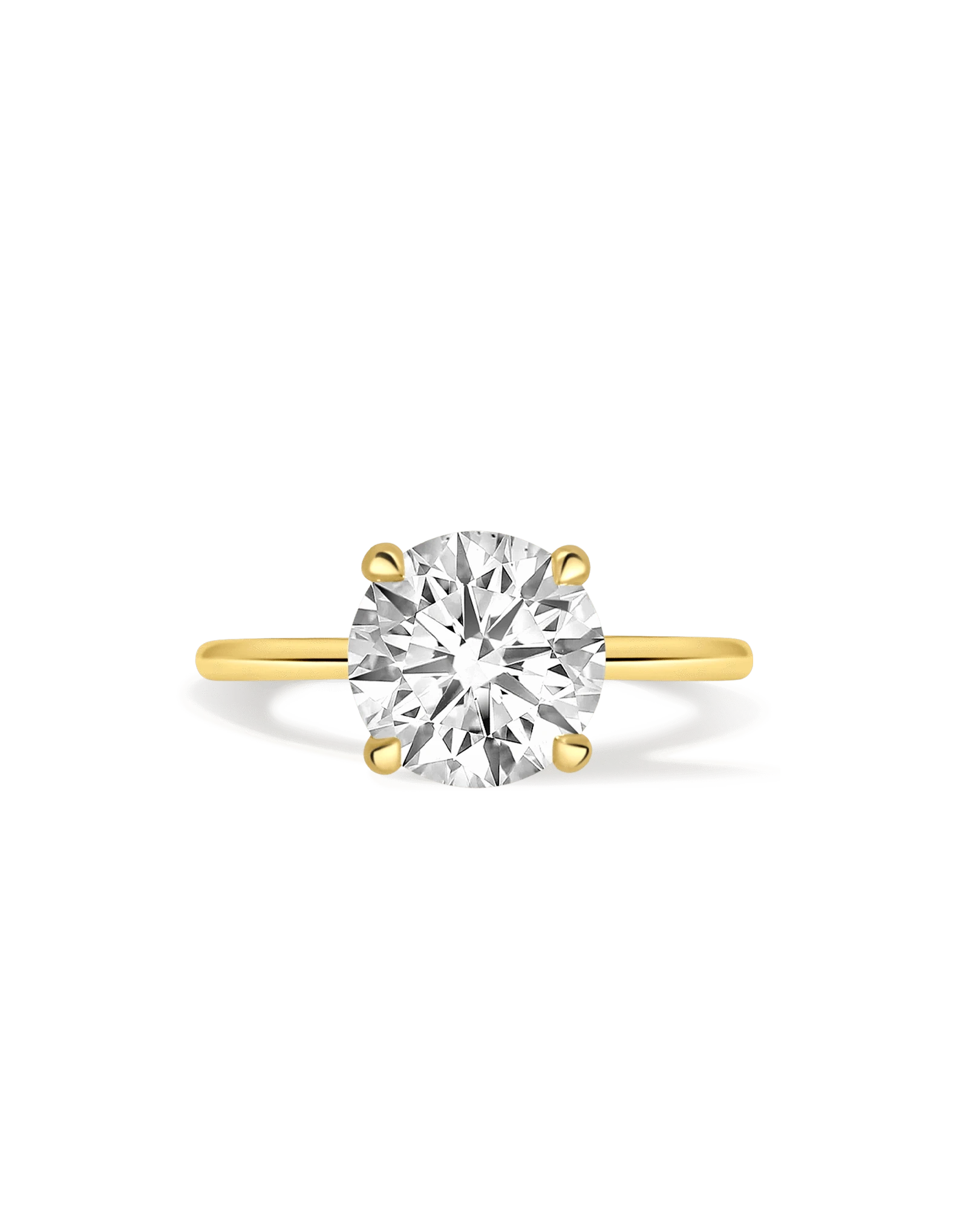 Solitaire Engagement Ring 3.09 Carat Lab-grown Round Brilliant Diamond | 14kt Yellow Gold