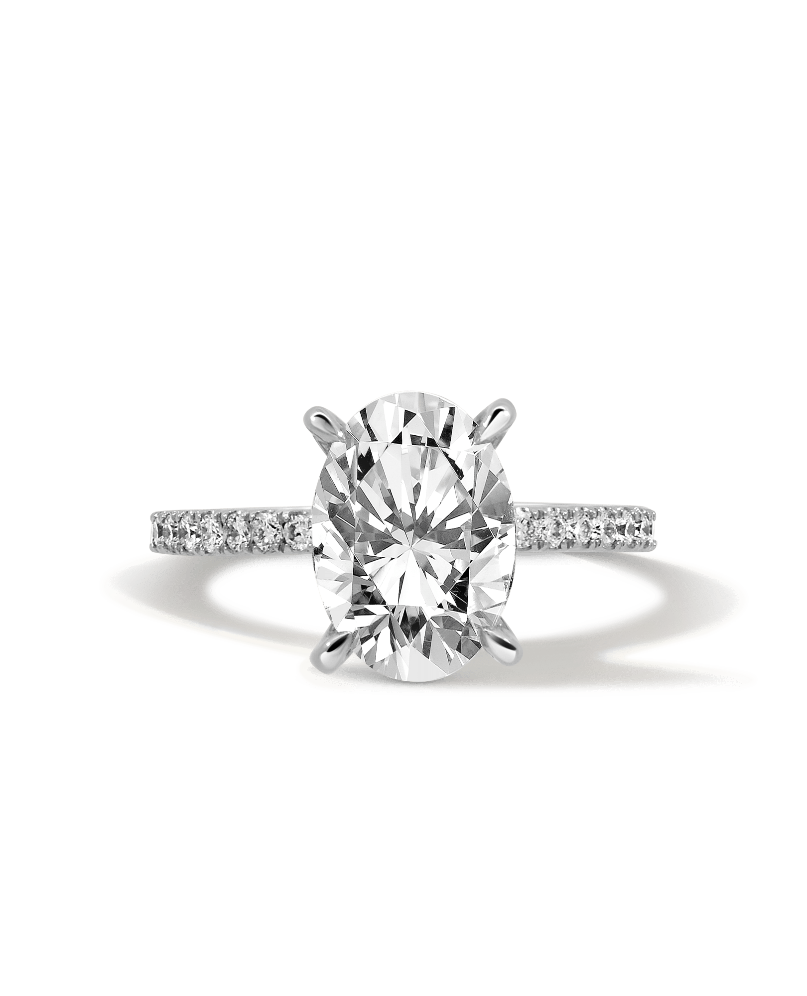 Solitaire Engagement Ring 3.60 Carat TW Lab-grown Oval Diamond | 14kt White Gold