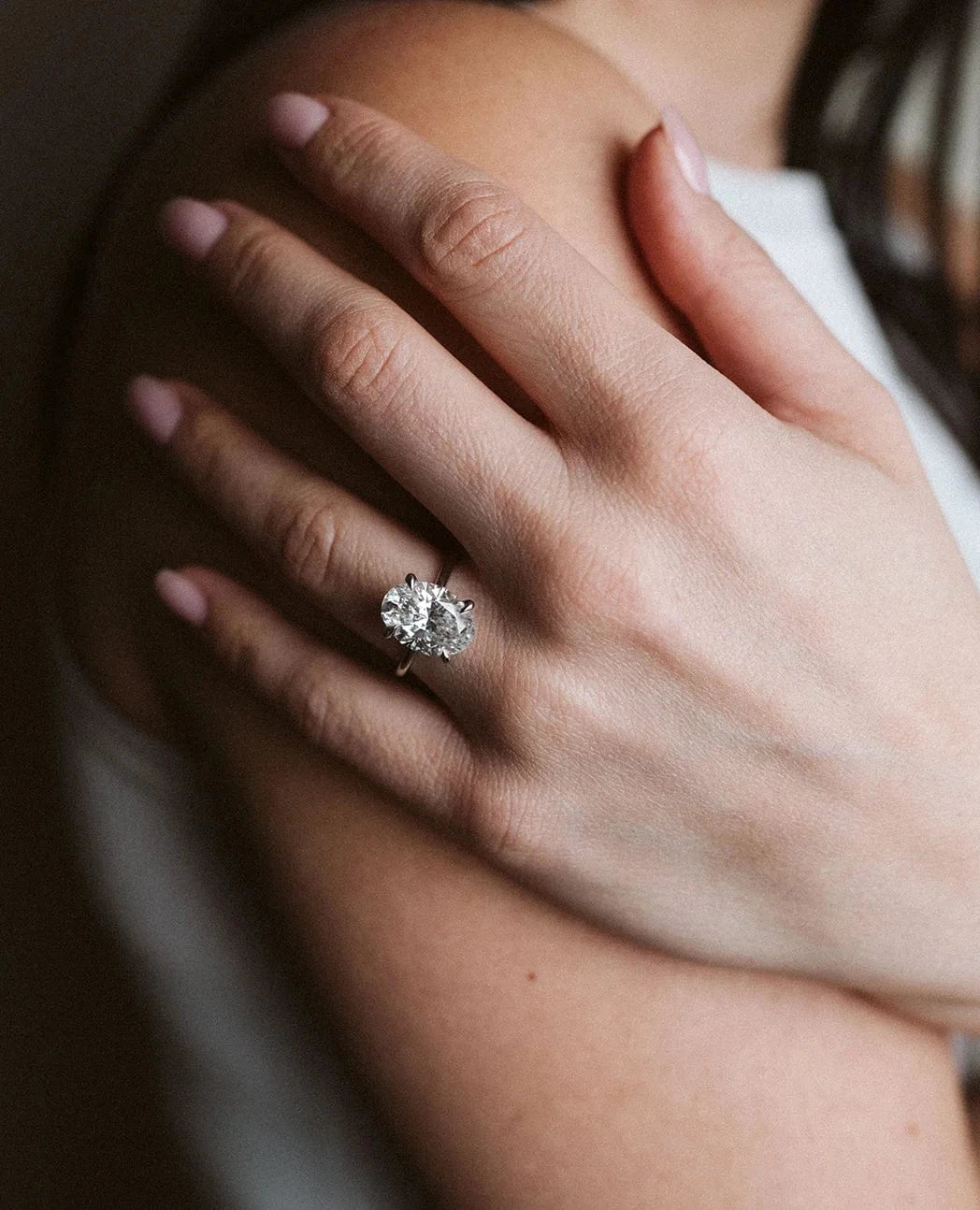 Solitaire Engagement Ring 5.05 Carat Lab-grown Oval Diamond | 14kt White Gold