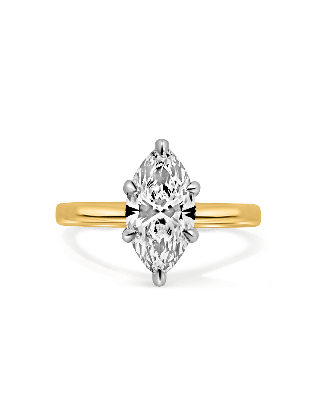 Solitaire Engagement Ring with 2.00 Carat Lab-Grown Marquise Diamond | 14kt Yellow Gold