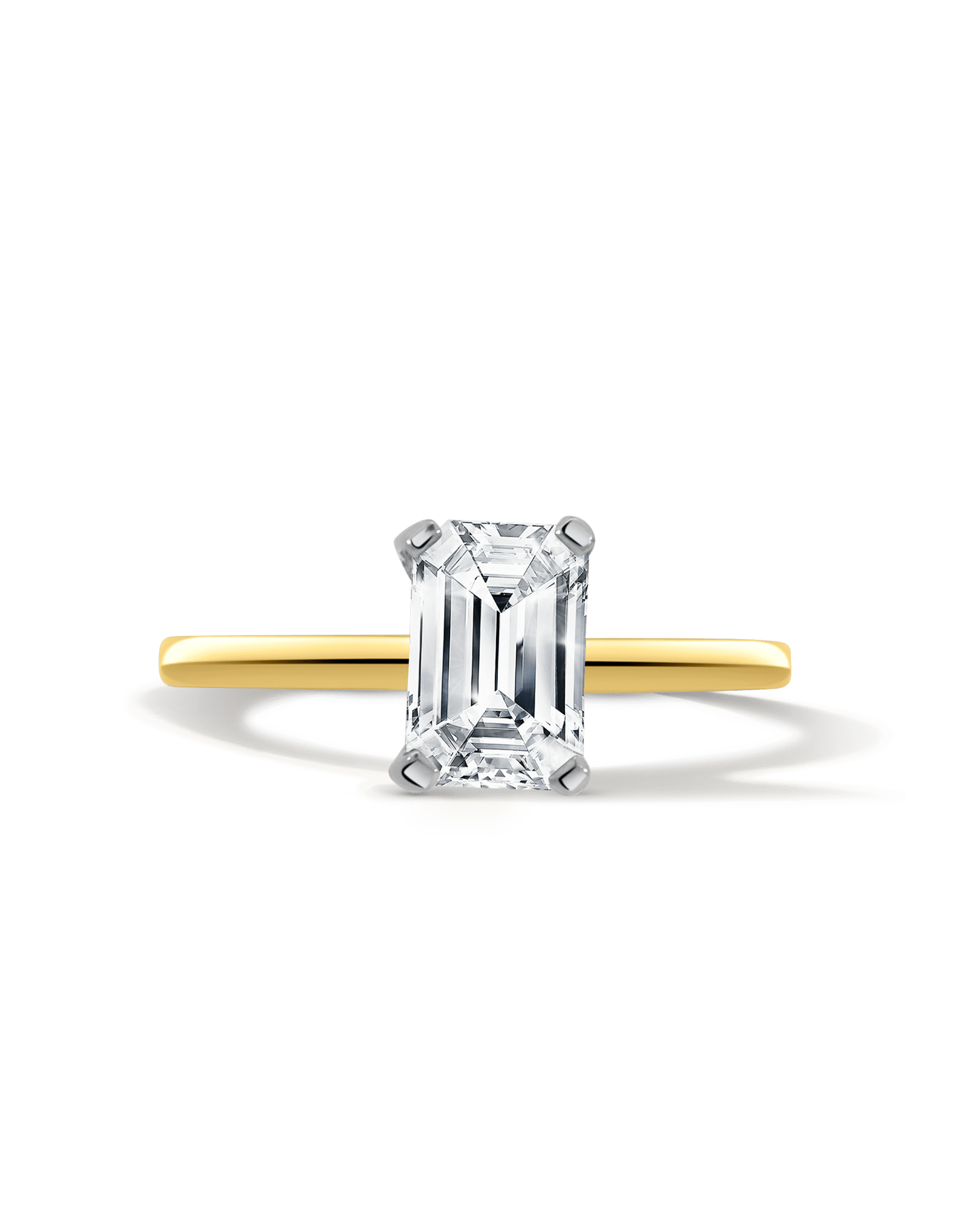 Solitaire GIA Certified Engagement Ring 1.63 Carat TW Emerald Cut Diamond | 18kt Yellow Gold & Platinum