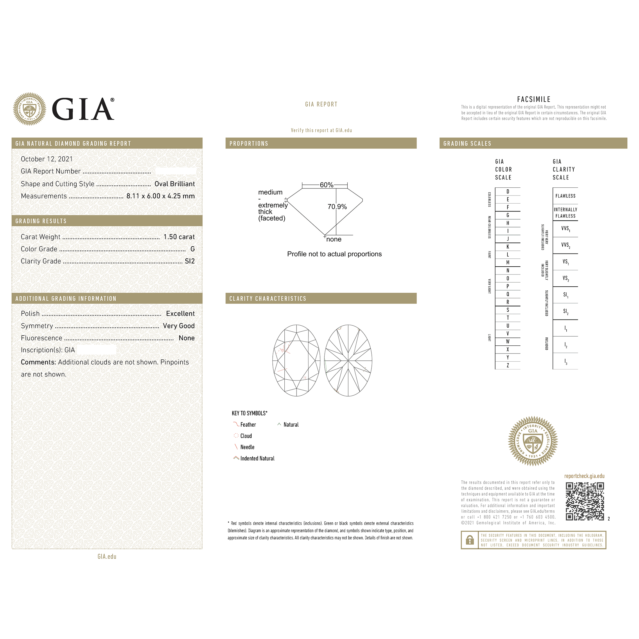 Solitaire GIA Certified Engagement Ring 1.64 Carat TW Oval Diamond | 18kt Yellow Gold & Platinum