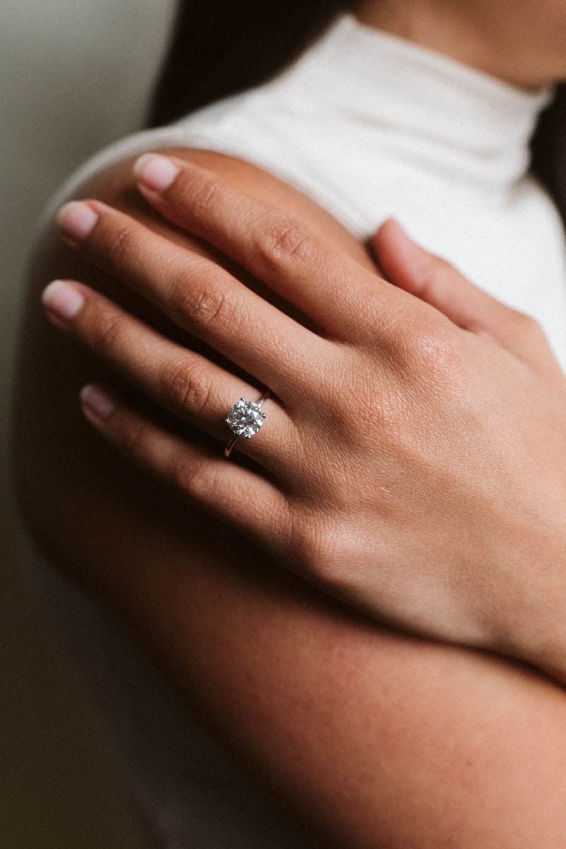 Solitaire GIA Certified Engagement Ring 2.15 Carat TW Round Diamond | 18kt White Gold & Platinum