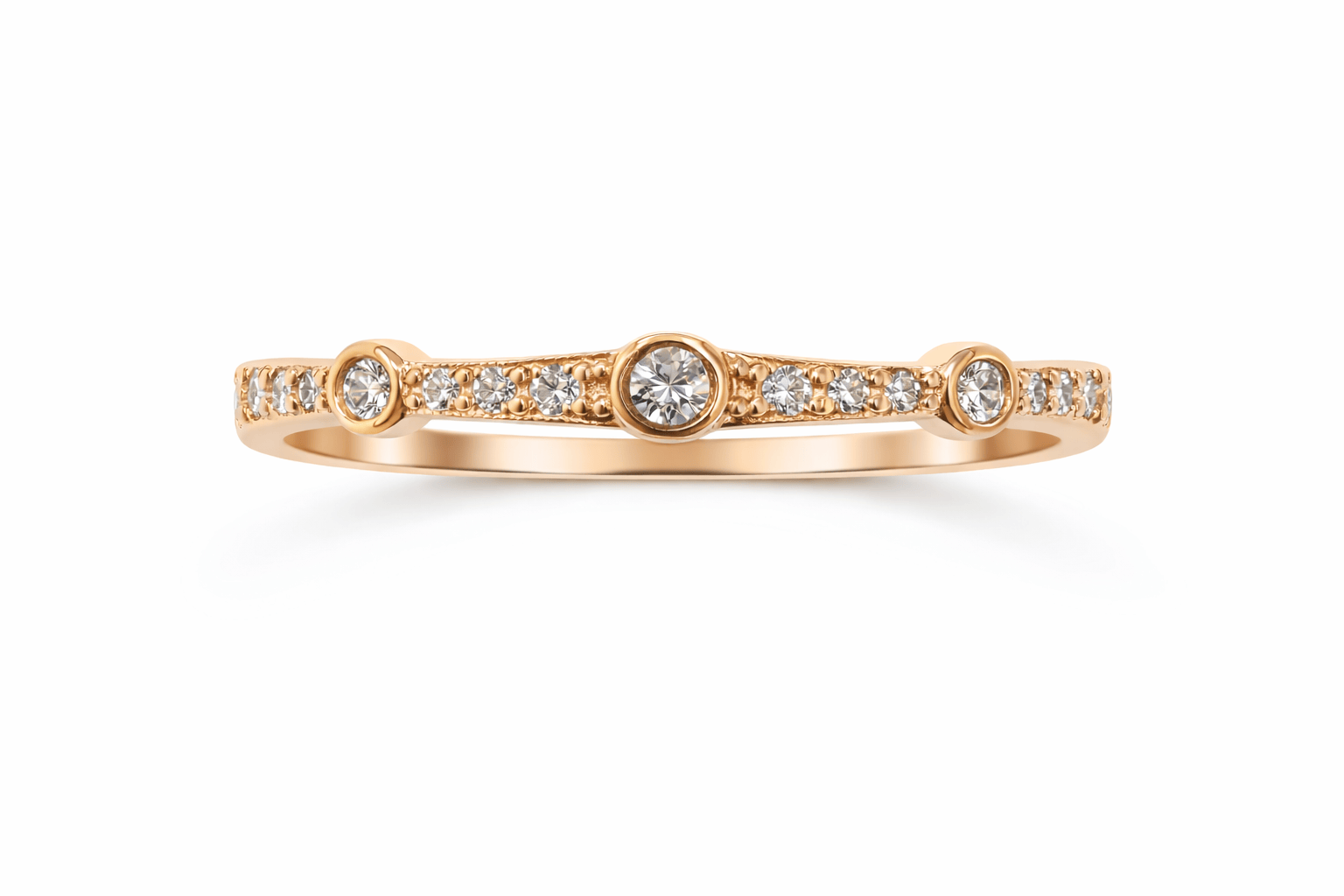 Stackable Diamond Bezel Ring .13 Carat TW | 10kt Yellow Gold