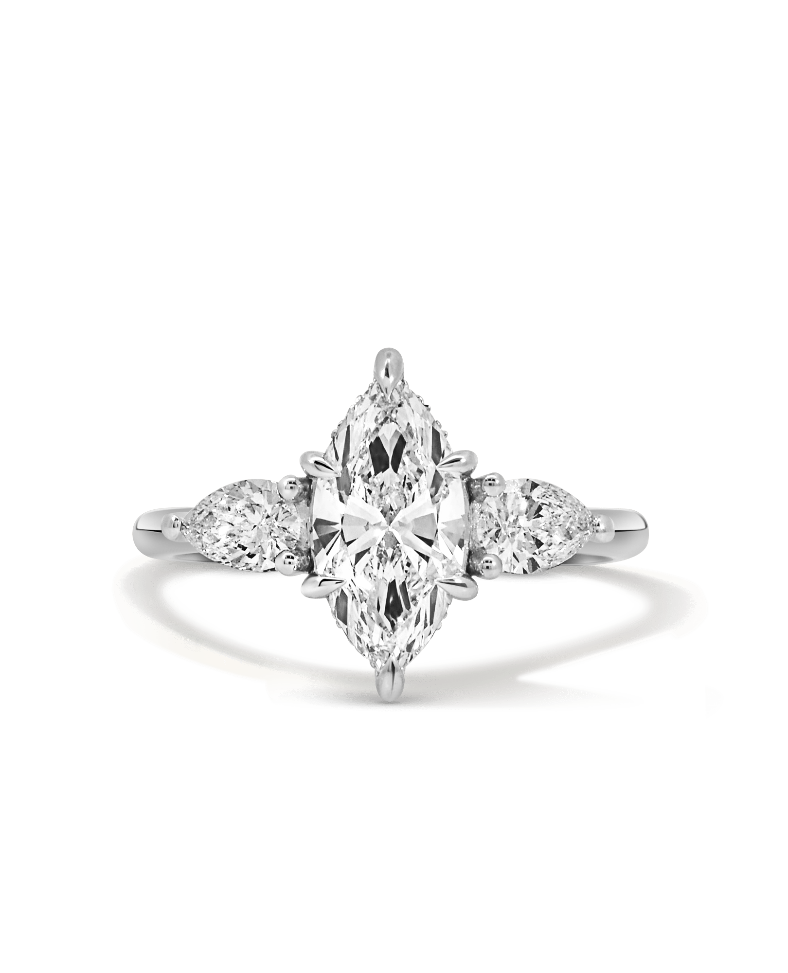 Three Stone Engagement Ring 2.22 Carat TW Lab-grown Marquise Diamond | 14kt White Gold