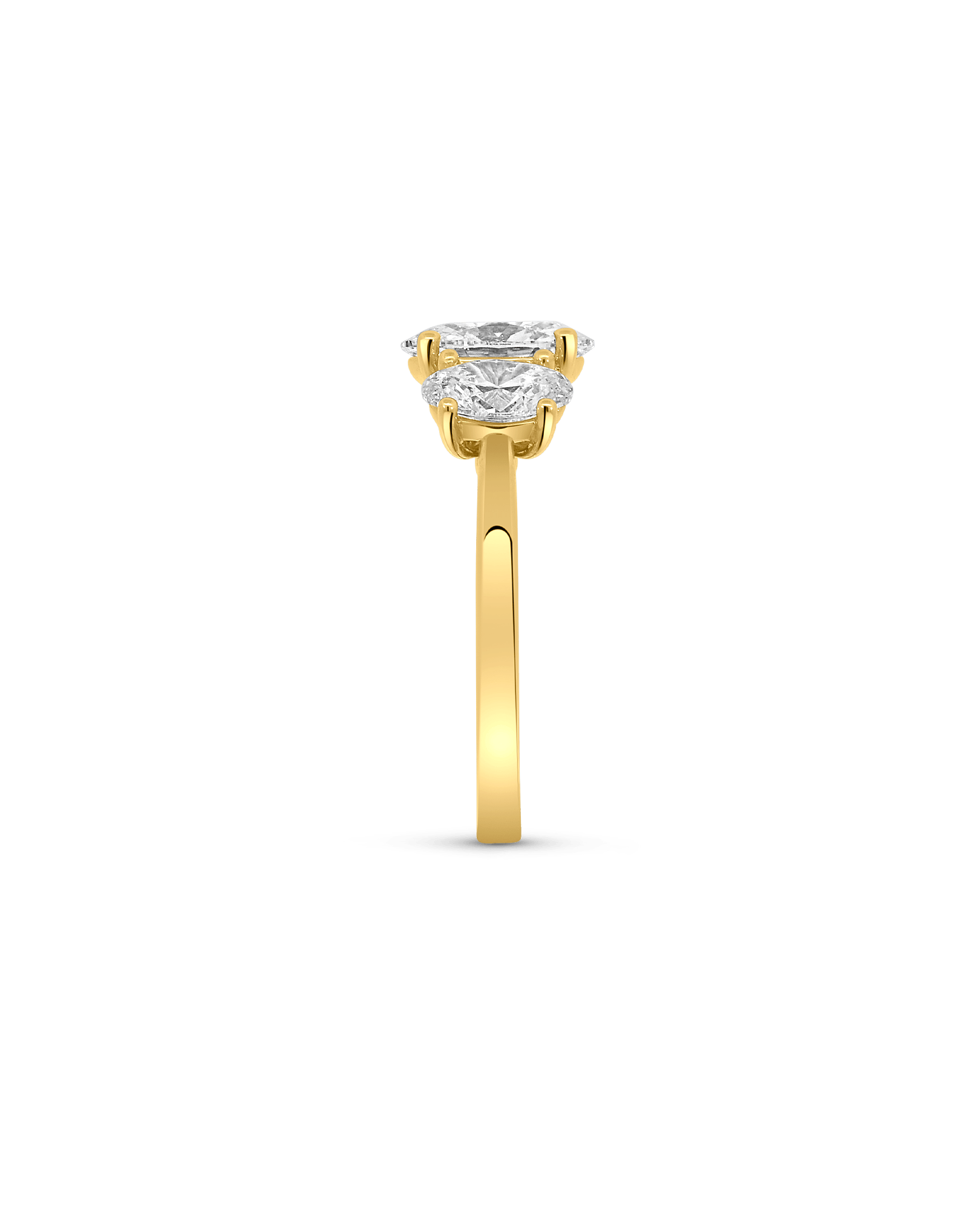 Three Stone Engagement Ring 3.00 Carat TW Lab-grown Oval Diamond | 14kt Yellow Gold