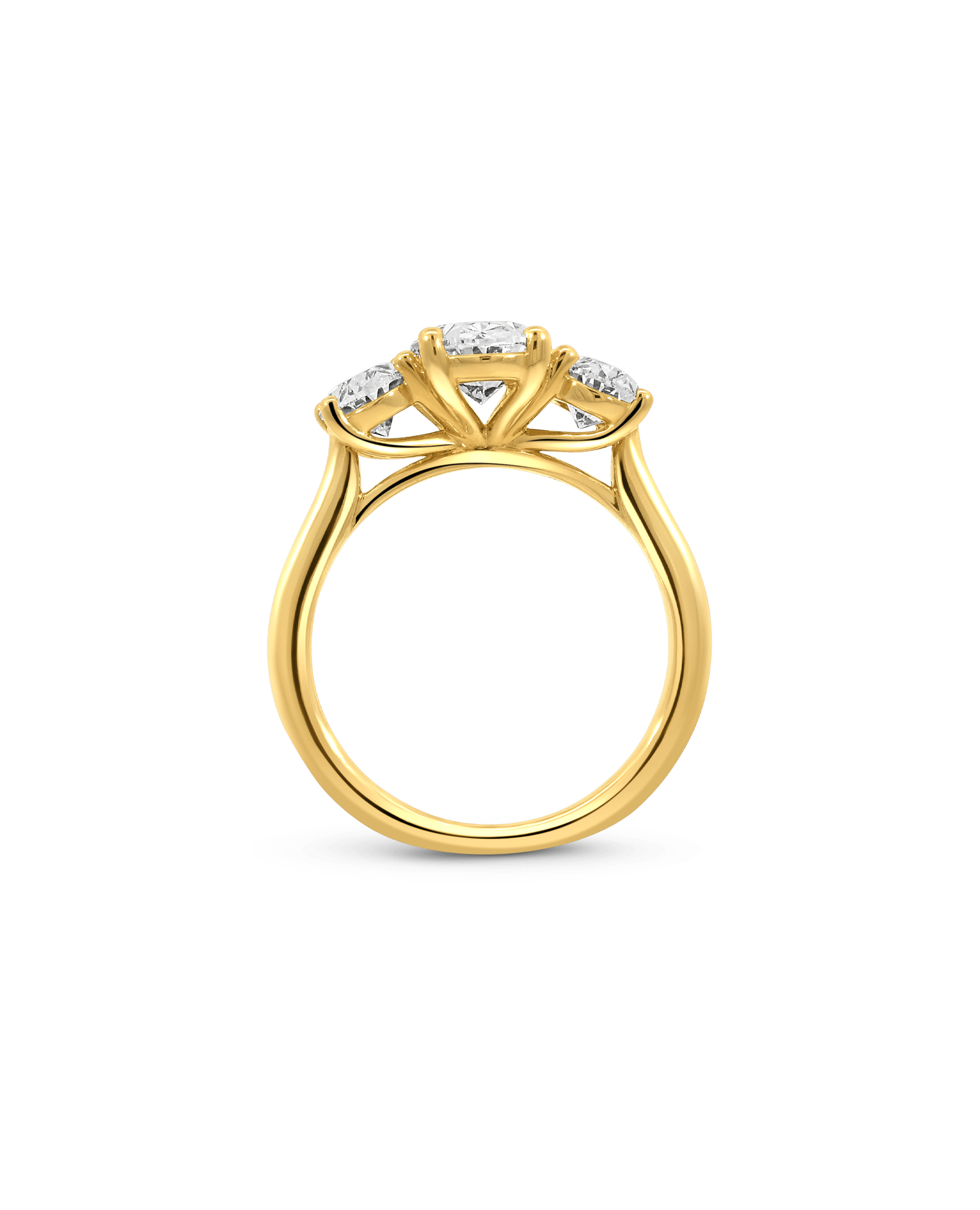 Three Stone Engagement Ring 3.00 Carat TW Lab-grown Oval Diamond | 14kt Yellow Gold