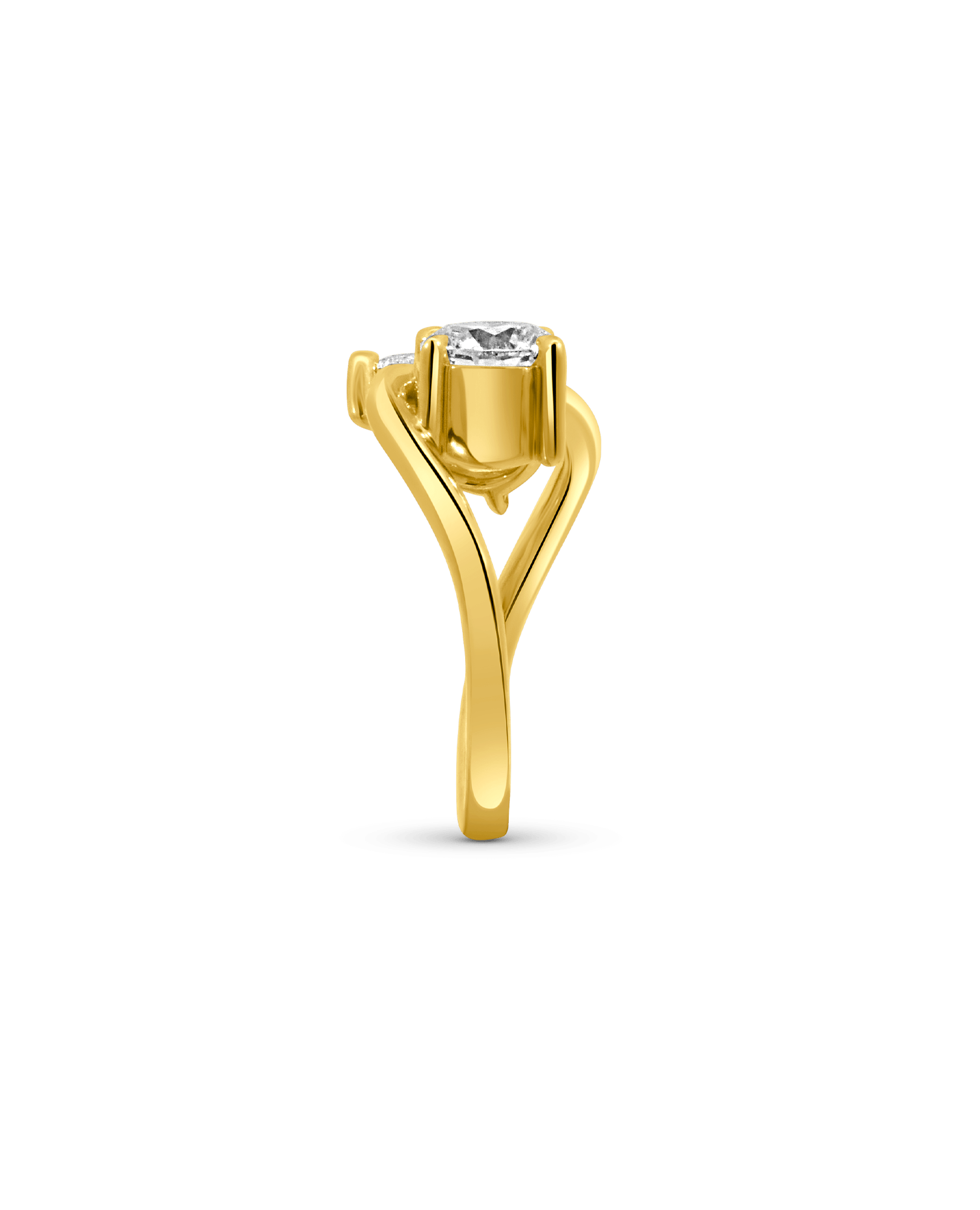 Toi et Moi Engagement Ring 1.53 Carat TW Lab-grown Round Brilliant & Pear Shaped Diamond | 14kt Yellow Gold
