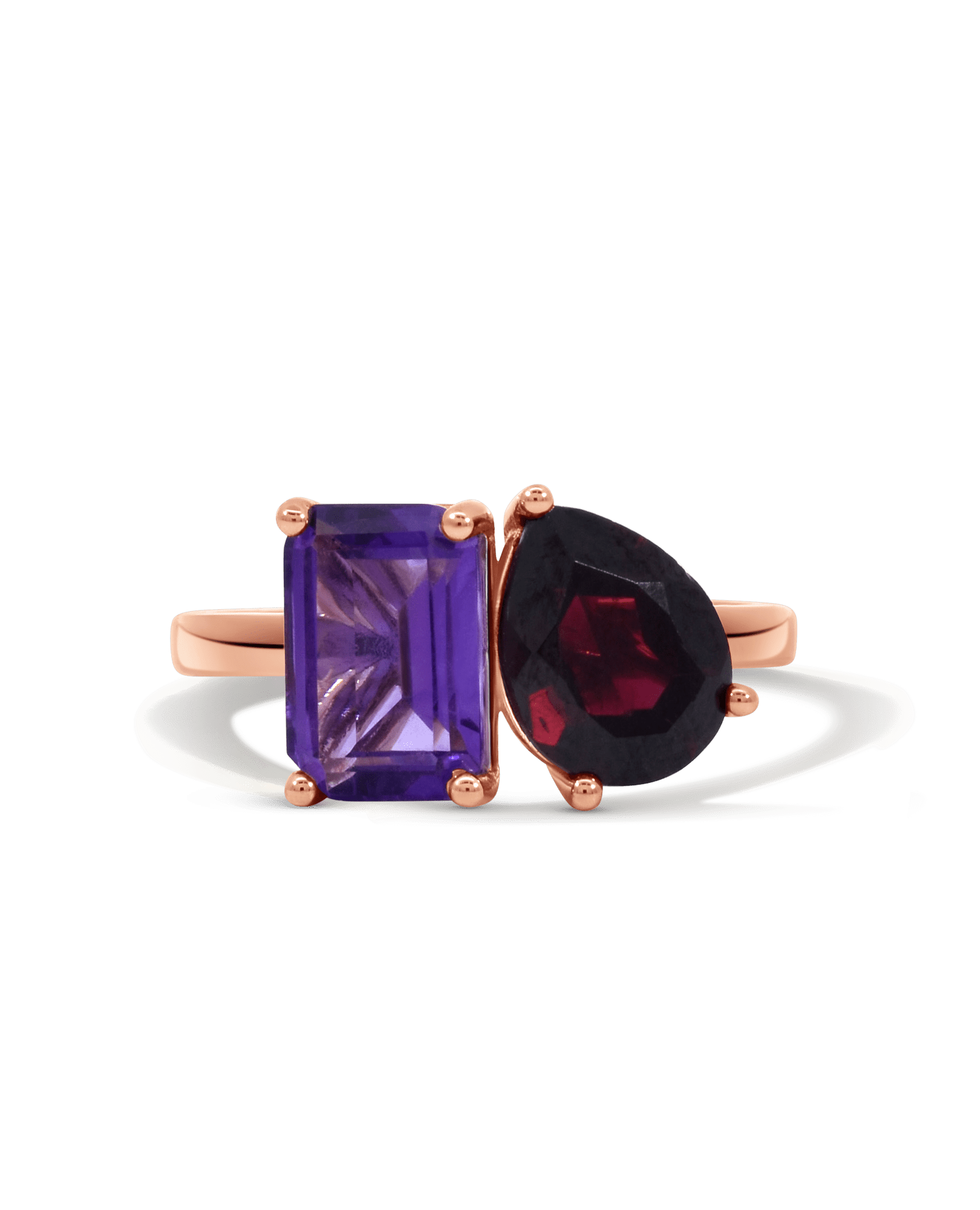 Toi et Moi Ring Amethyst & Garnet | 14kt Rose Gold
