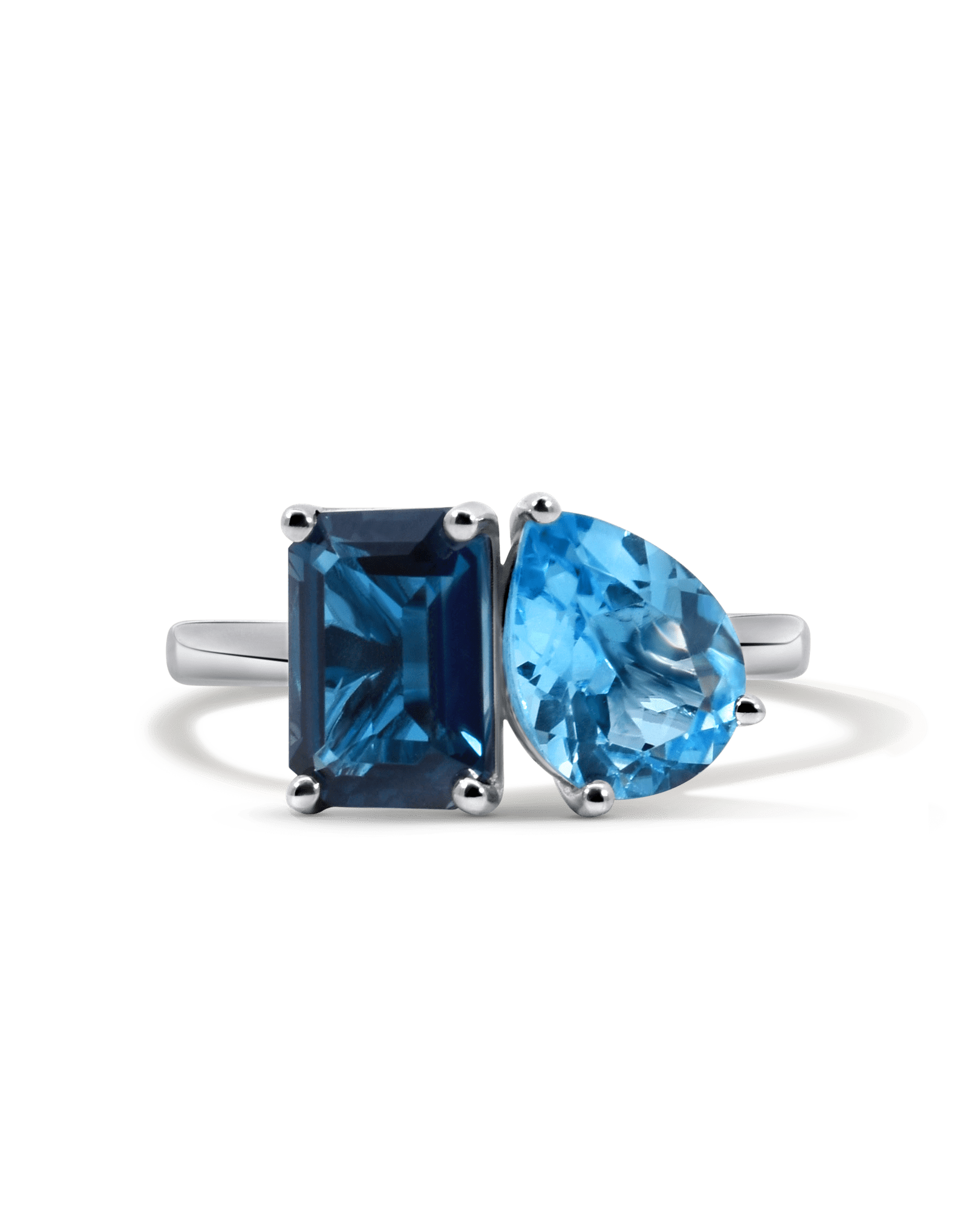 Toi et Moi Ring London Blue Topaz & Swiss Blue Topaz | 14kt White Gold