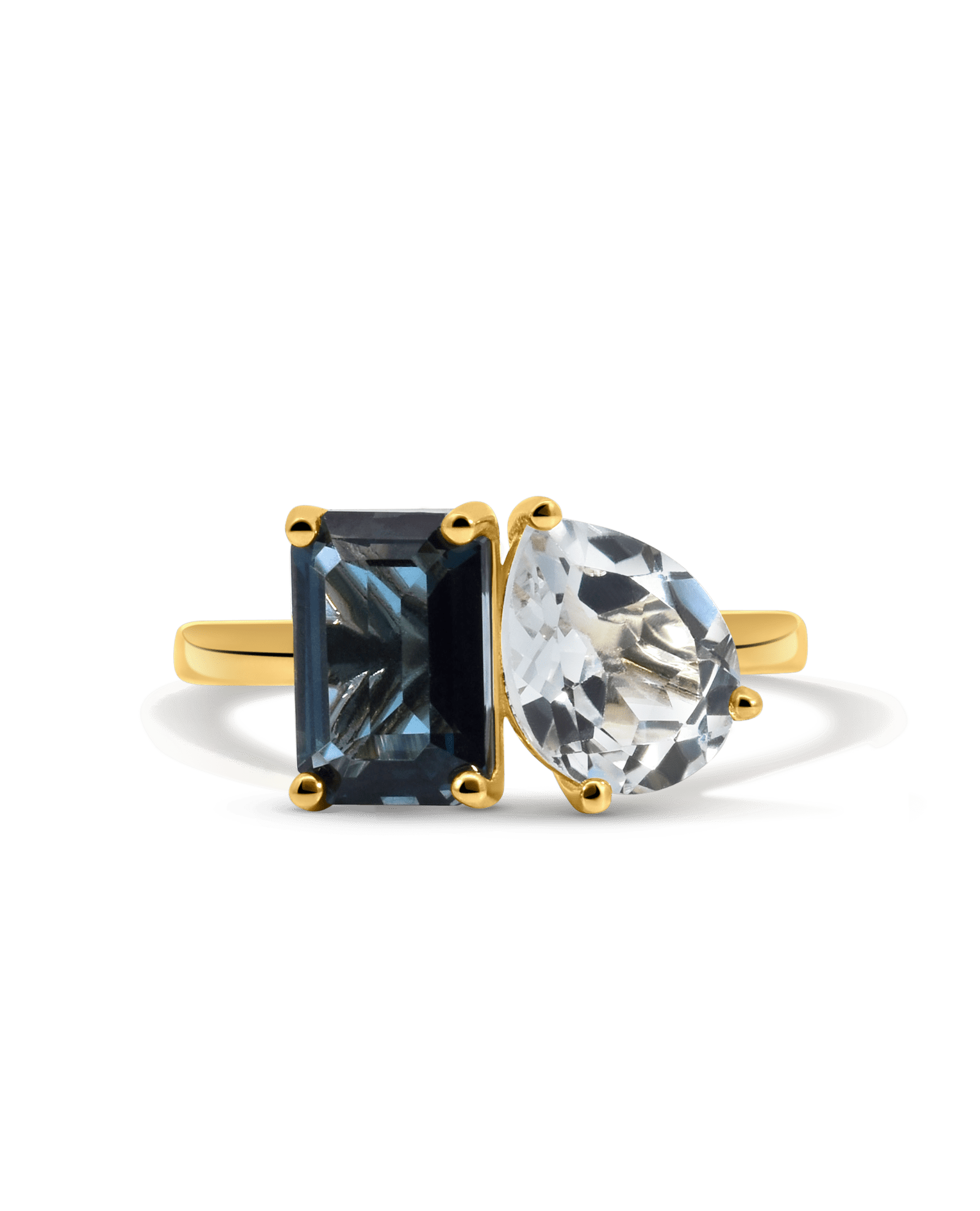 Toi et Moi Ring London Blue Topaz & White Topaz | 14kt Yellow Gold