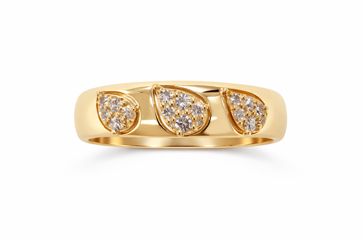 Triple Teardrop Diamond Ring .16 Carat TW | 10kt Yellow Gold