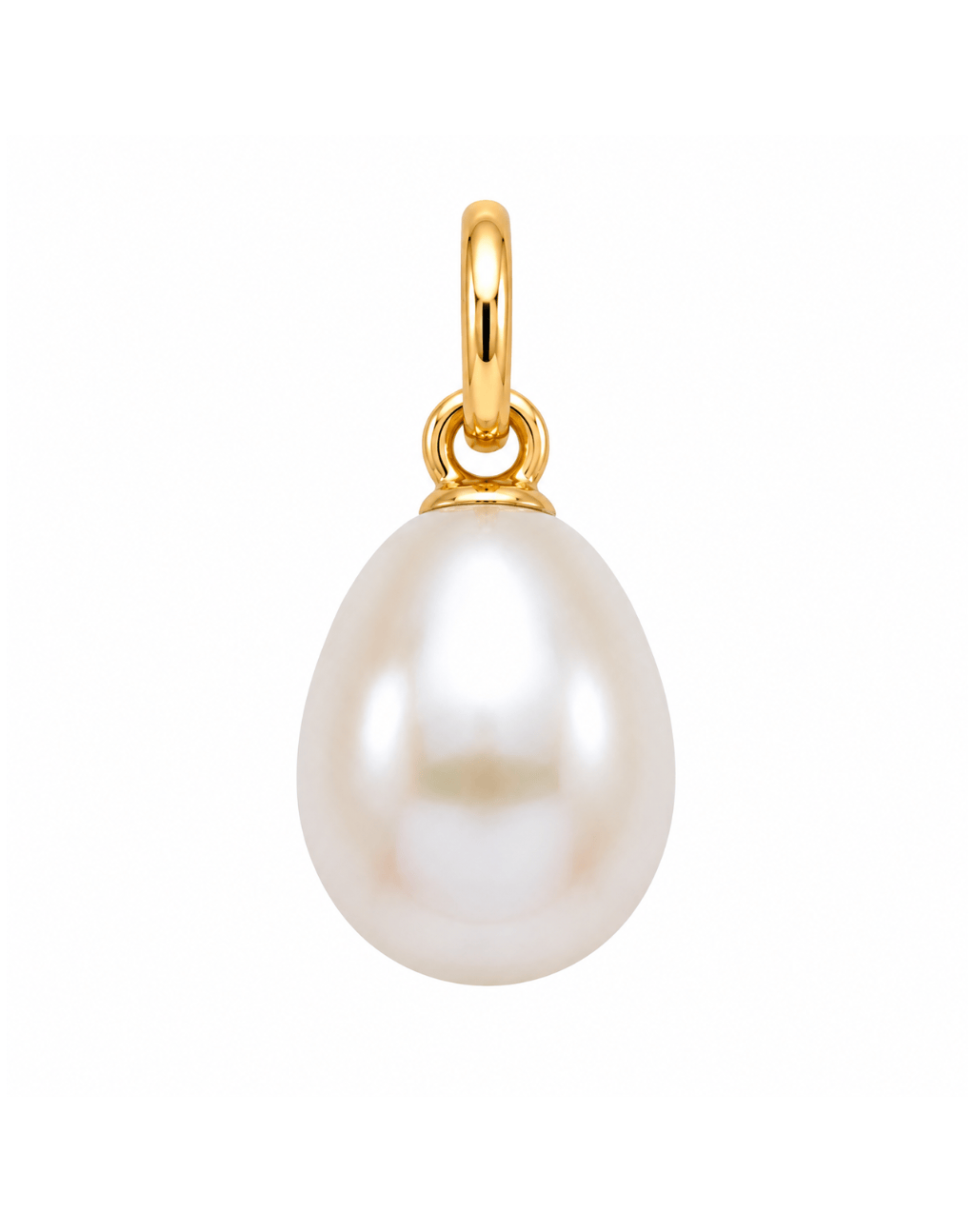 White Freshwater Pearl Pendant Charm | 10kt Yellow Gold