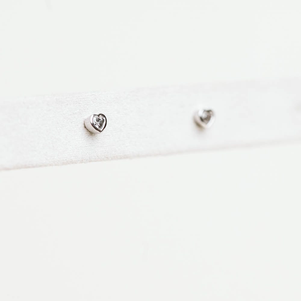 0.10CTW Heart Shape Lab Grown Diamond Stud Earrings - 14KT White Gold