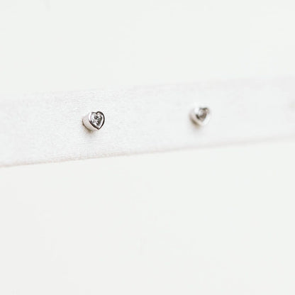 0.10CTW Heart Shape Lab Grown Diamond Stud Earrings - 14KT White Gold