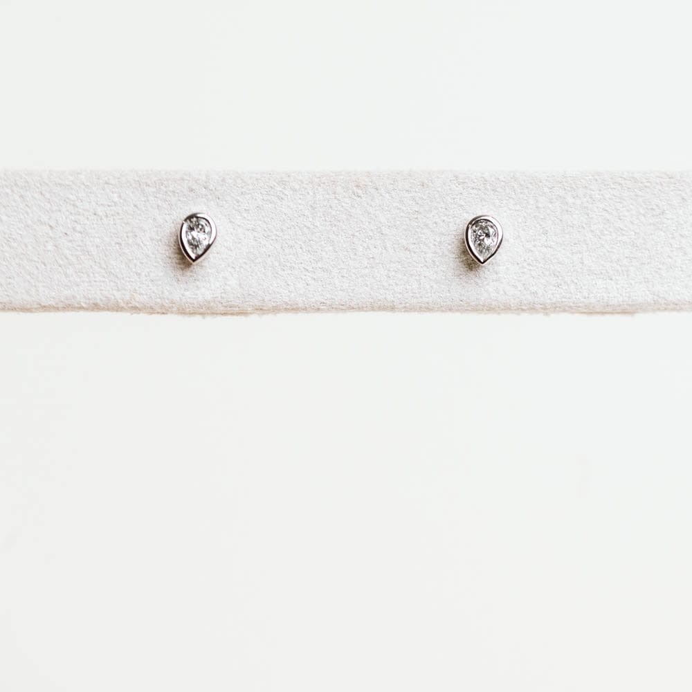 0.10CTW Pear Shape Lab Grown Diamond Stud Earrings - 14KT White Gold