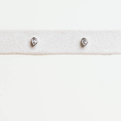 0.10CTW Pear Shape Lab Grown Diamond Stud Earrings - 14KT White Gold