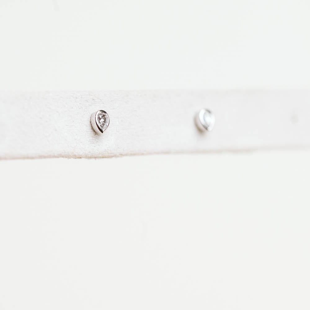 0.10CTW Pear Shape Lab Grown Diamond Stud Earrings - 14KT White Gold