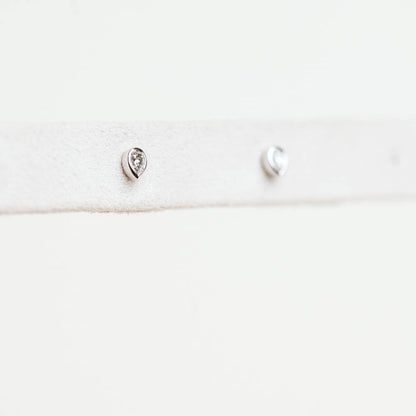 0.10CTW Pear Shape Lab Grown Diamond Stud Earrings - 14KT White Gold