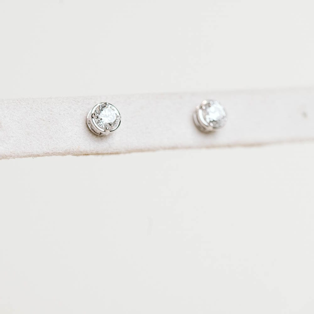 1.0CTW Round Lab Grown Diamond Stud Earrings - 14KT White Gold