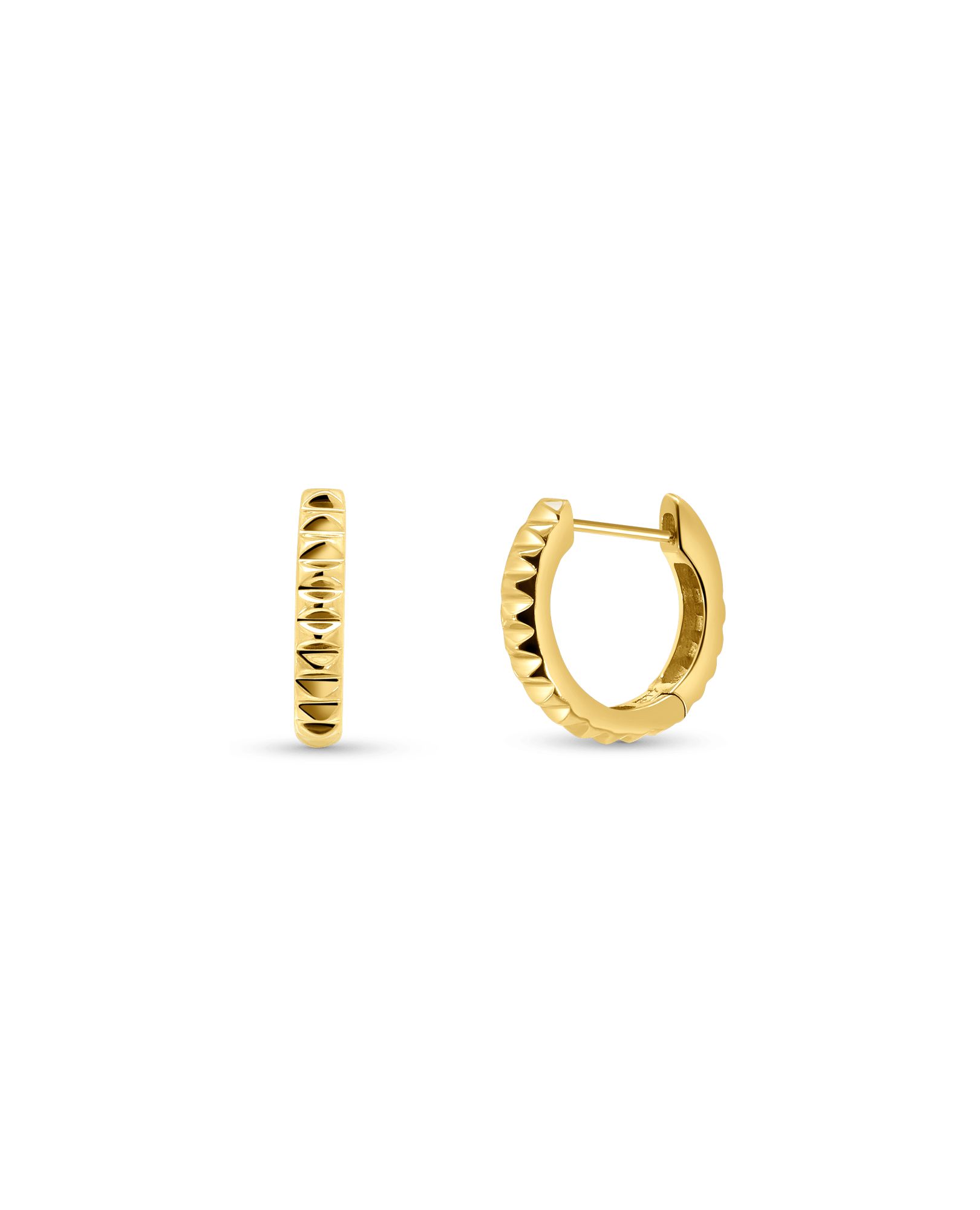 12MM Ridged Huggie Earrings | 10kt Yellow Gold