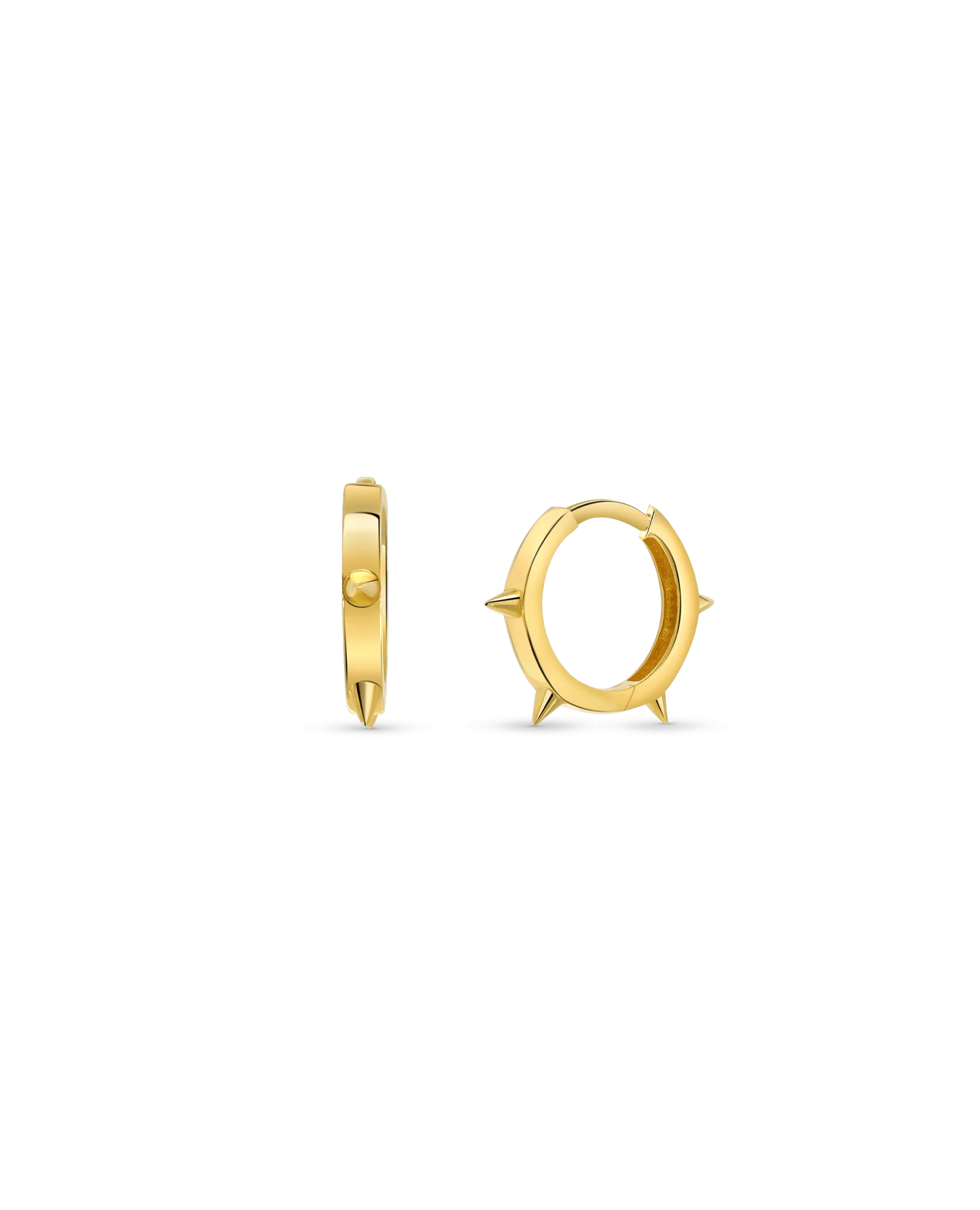 13MM Spiked Huggie Earrings | 10kt Yellow Gold