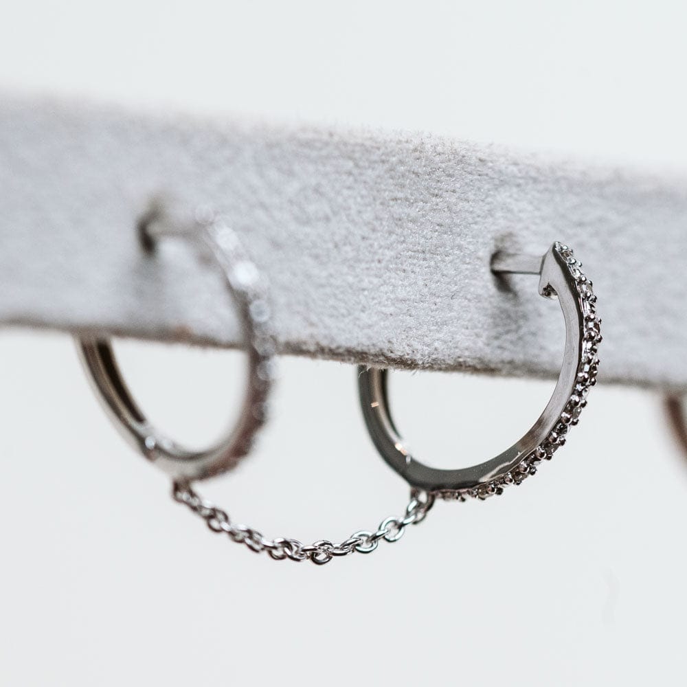 .15 Carat TW Double Piercing Earrings | 14KT White Gold