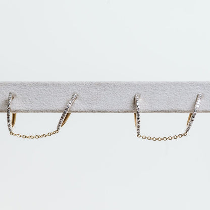 .15 Carat TW Double Piercing Earrings | 14KT Yellow Gold