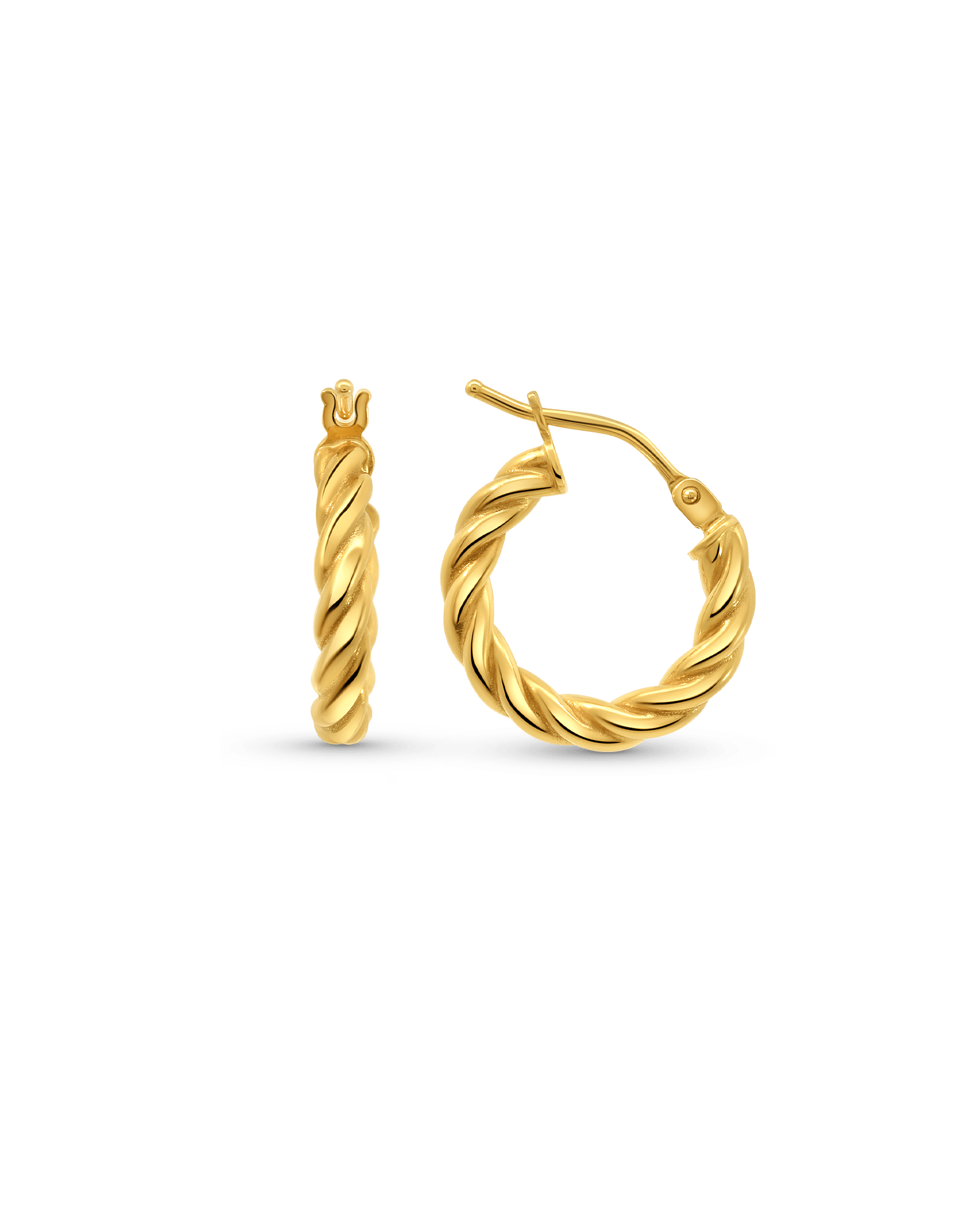 15MM Petite Cornetto Hoop Earrings | 10kt Yellow Gold