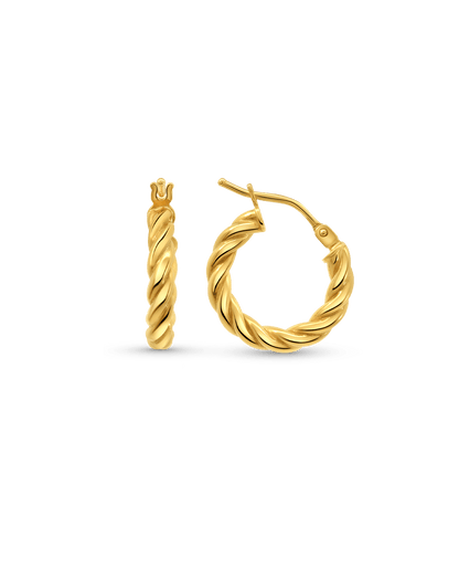 15MM Petite Cornetto Hoop Earrings | 10kt Yellow Gold