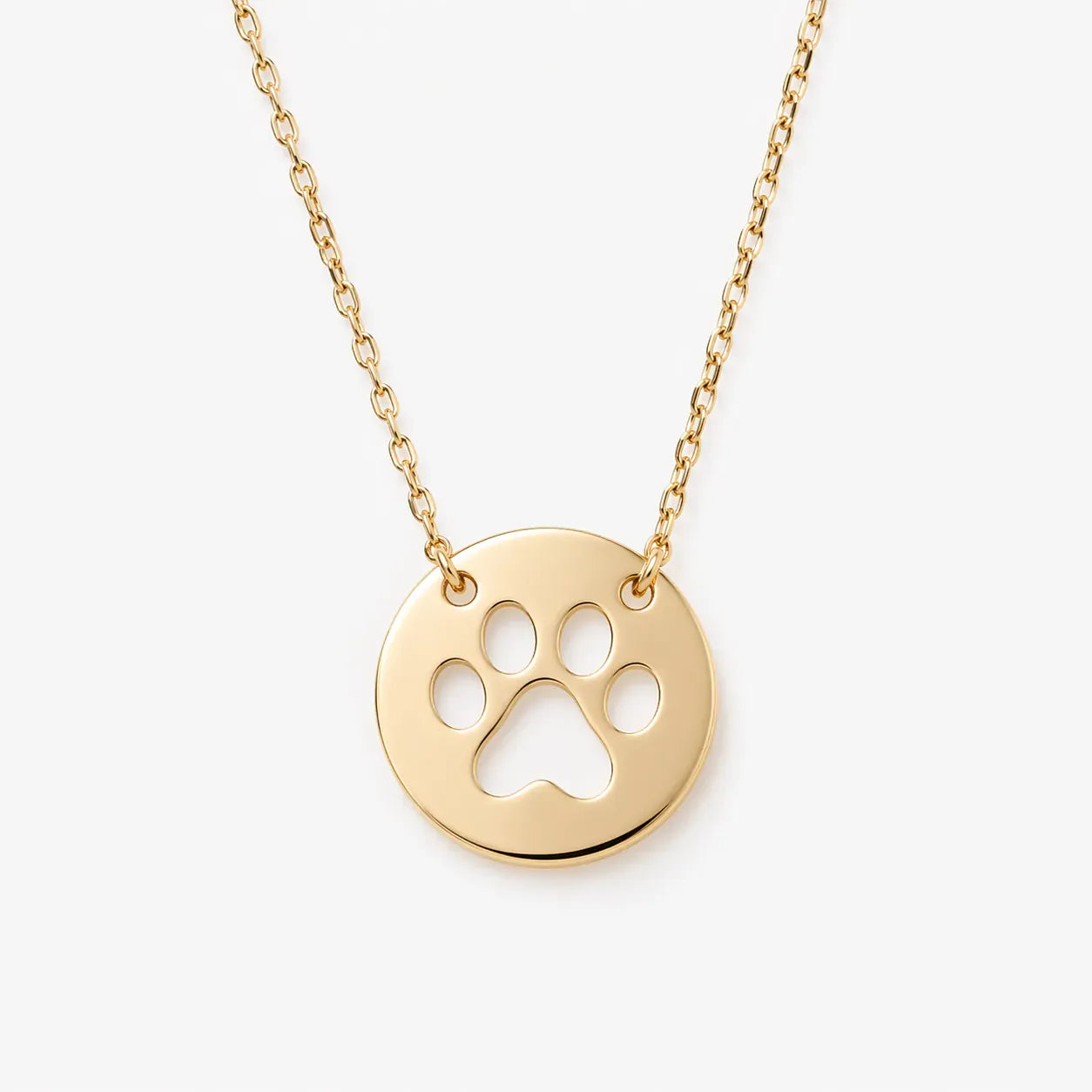16" + 2" Cutout Paw Necklace | 14kt Yellow Gold