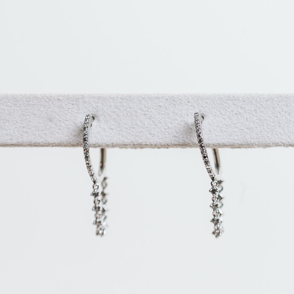 .25 Carat TW Diamond Dangle Hoop Earrings | 14KT White Gold