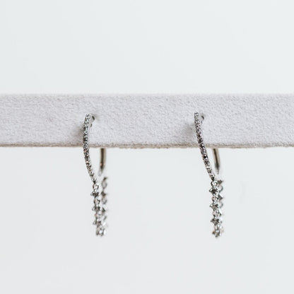 .25 Carat TW Diamond Dangle Hoop Earrings | 14KT White Gold