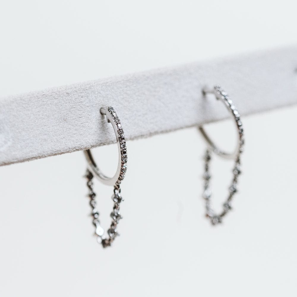 .25 Carat TW Diamond Dangle Hoop Earrings | 14KT White Gold