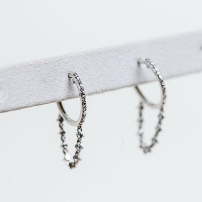 .25 Carat TW Diamond Dangle Hoop Earrings | 14KT White Gold