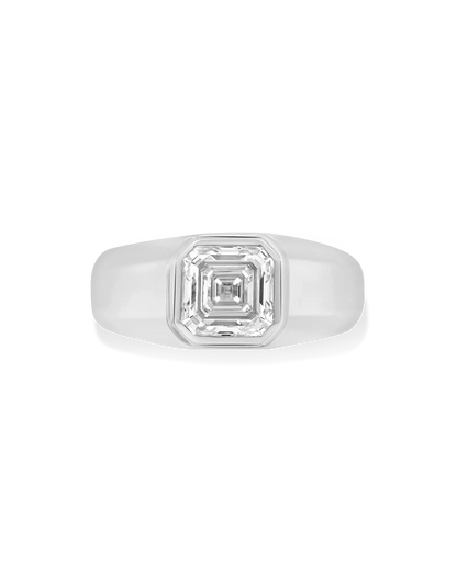 3.00 Carat Lab-grown Asscher Cut Men's Ring | 14kt White Gold